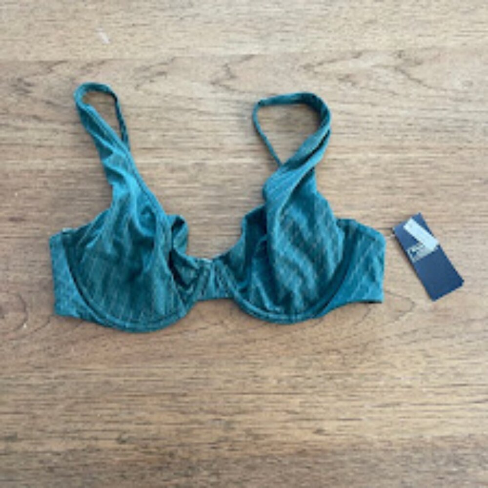 Abercrombie & Fitch  Green Medium Textured Underwire Bikini Swim Top  NWT